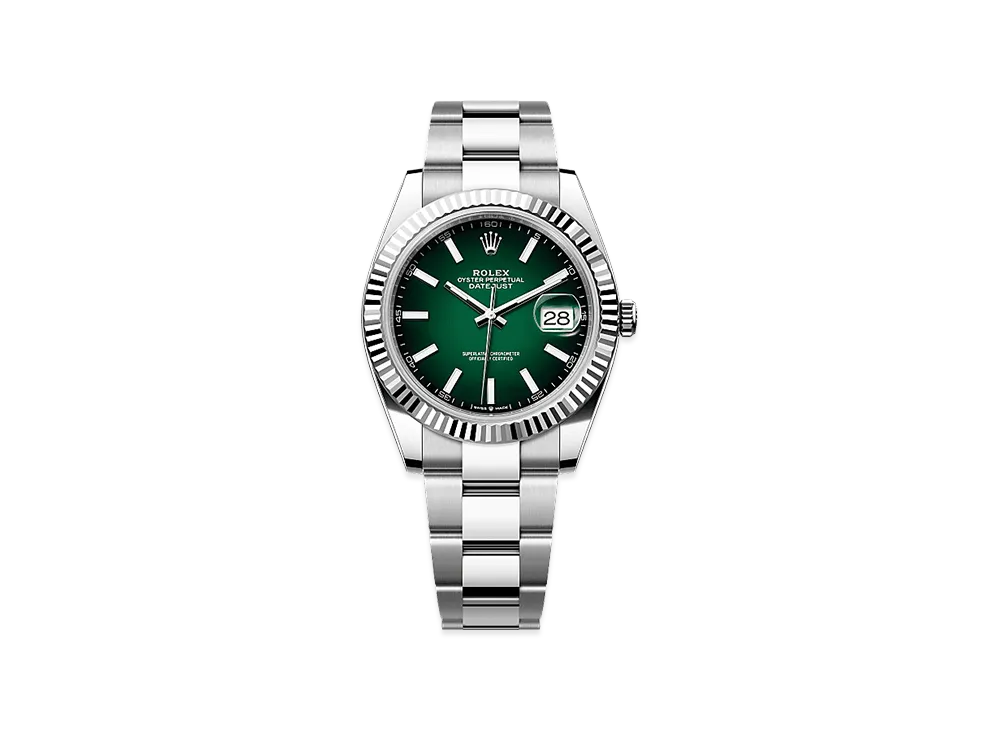 ROLEX Datejust 41 Oystersteel & White Gold "Green Ombre"