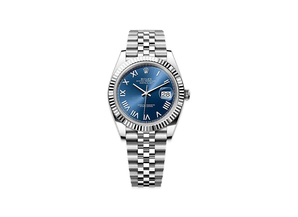 ROLEX Datejust 41 Oystersteel & White Gold "Bright Blue"