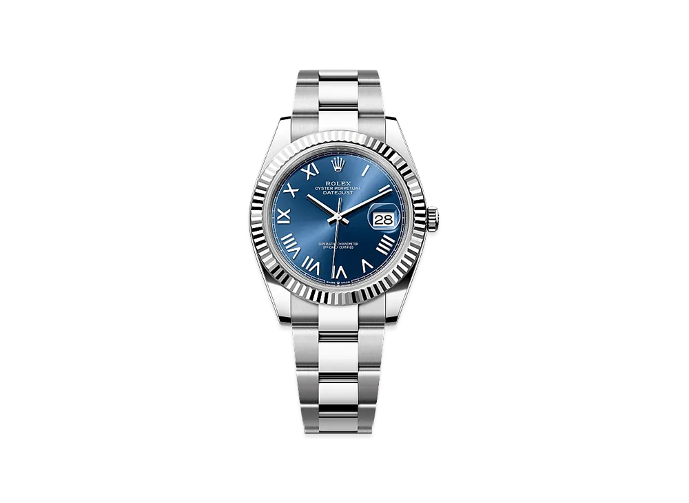 ROLEX Datejust 41 Oystersteel & White Gold "Bright Blue"