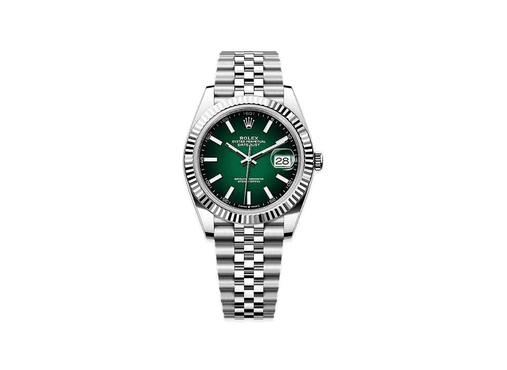 ROLEX Datejust 41 Oystersteel & White Gold "Green Ombre"