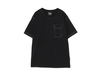 Yohji Yamamoto Pour Homme PEACE AND AFTER COLOR STITCH POCKET HALF SLEEVES TEE "Black"
