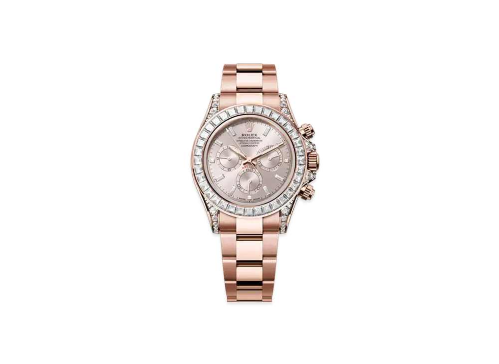 ロレックス コスモグラフ デイトナ 40mm オイスター パーペチュアル ダイヤモンドベゼル, ダイヤモンド入りサンダスト文字盤 "エバーローズゴールド" 126595TBR