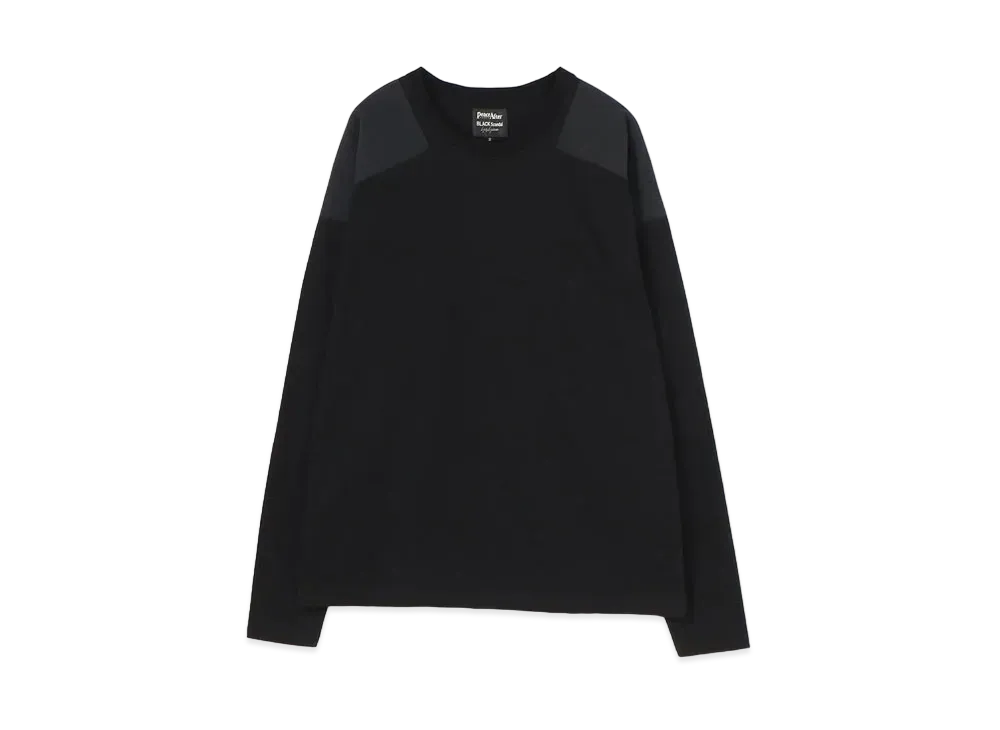 Yohji Yamamoto Pour Homme PEACE AND AFTER ROUND NECK SHOULDER PATCH LONG SLEEVES TEE "Black"