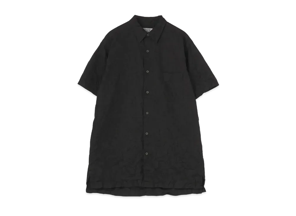 Yohji Yamamoto Pour Homme WRINKLE PROCESSING BROAD BIG BASIC HALF SLEEVES BLOUSE "Black"