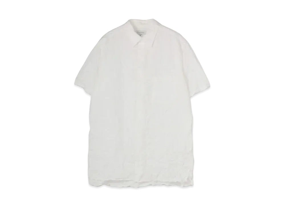 Yohji Yamamoto Pour Homme WRINKLE PROCESSING BROAD BIG BASIC HALF SLEEVES BLOUSE "White"