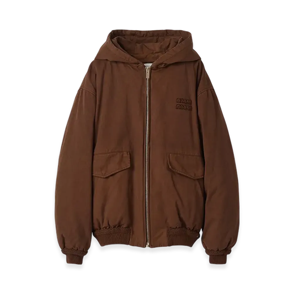 MIU MIU Women's Gabardine Down Jacket "Cocoa Brown"