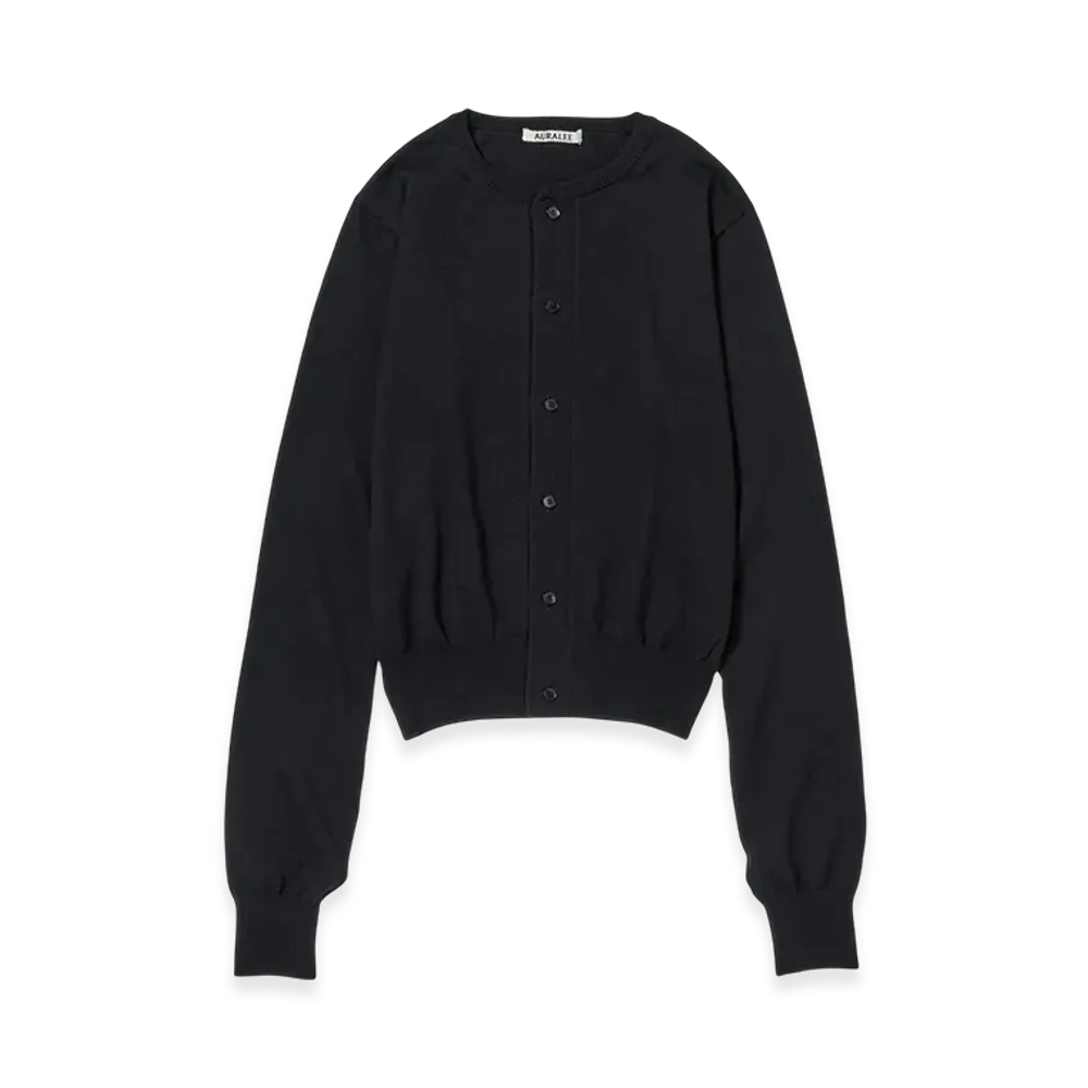 AURALEE Women's Cashmere Hard Twist Knit Cardigan "Black"