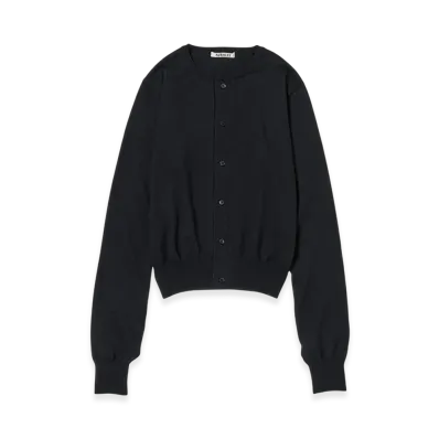 AURALEE Women's Cashmere Hard Twist Knit Cardigan "Black"