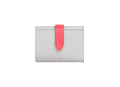CELINE Fine Strap Wallet in Bicolour Grained Calfskin "Light Gray/Grenadine"
