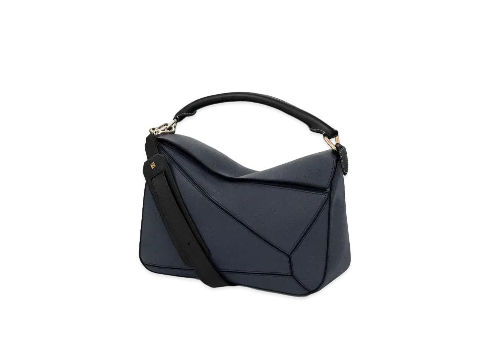 LOEWE Puzzle Bag In Soft Grained Calfskin "Midnight Blue / Black"