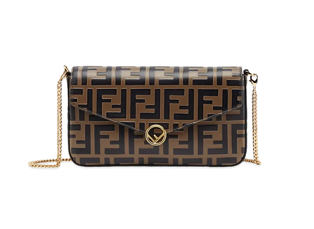 FENDI Leather Mini Bag With Wallet With Pouch "Brown"