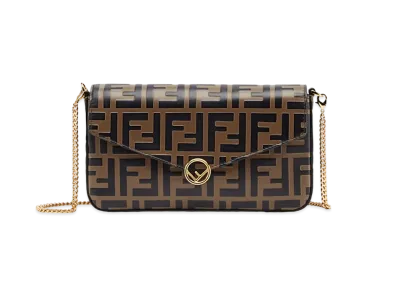FENDI Leather Mini Bag With Wallet With Pouch "Brown"