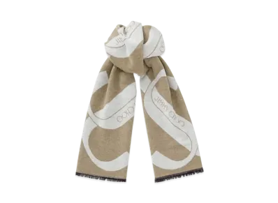 Jimmy Choo Jordyn Wool Scarf With JC Logo "Beige"