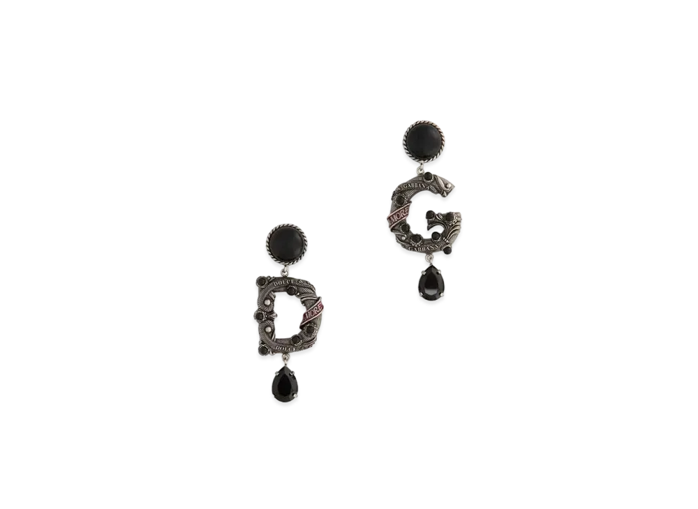 Dolce&Gabbana Clip-On Drop Earrings With DG Logo "Silver"