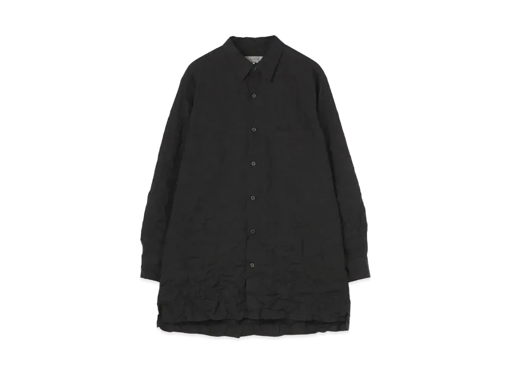 Yohji Yamamoto Pour Homme WRINKLE PROCESSING BROAD BIG BASIC LONG SLEEVES BLOUSE "Black"