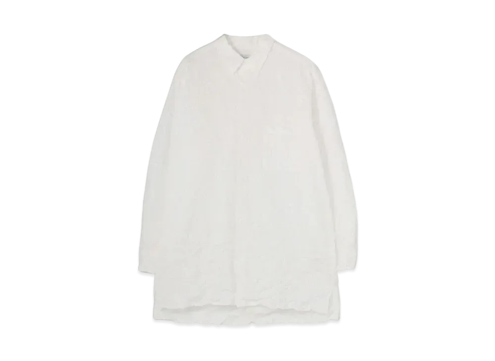 Yohji Yamamoto Pour Homme WRINKLE PROCESSING BROAD BIG BASIC LONG SLEEVES BLOUSE "White"
