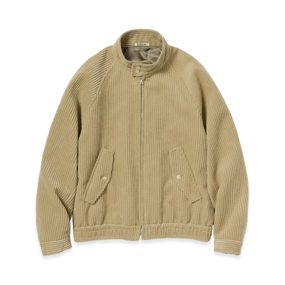 AURALEE Wool Cashmere Corduroy Zip Blouson "Camel Beige"