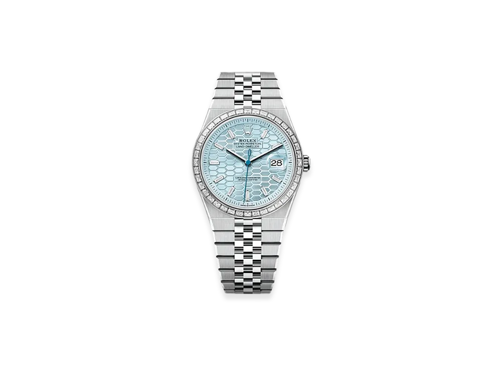 ROLEX Land-Dweller 40mm Platinum Diamond 127386TBR "Ice Blue"