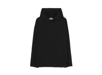 Yohji Yamamoto Pour Homme 30/- PLAIN STITCH HOOD SIGNATURE PRINT HOODIE "Black"