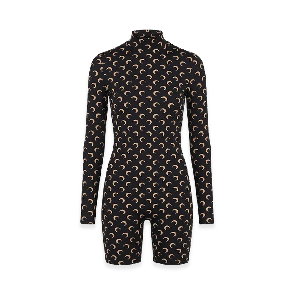 Marine Serre Women's Moon Printed Jersey L/S Highneck Top "Inversetan"