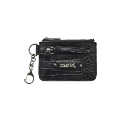 X-Girl Women's Mills Logo Faux Croco Card Case "Black"