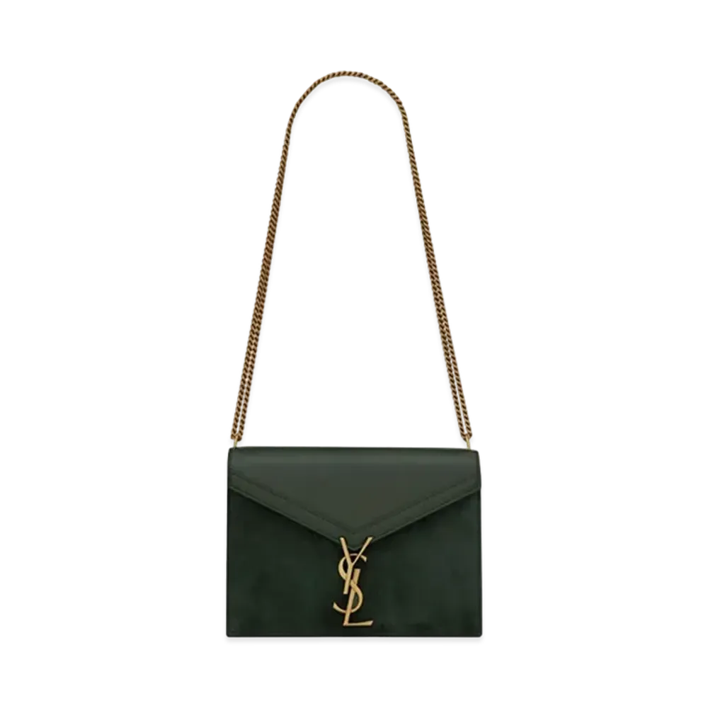 Saint Laurent Cassandra Monogram Clasp Bag In Box Saint Laurent Leather And Suede "Dark Green"