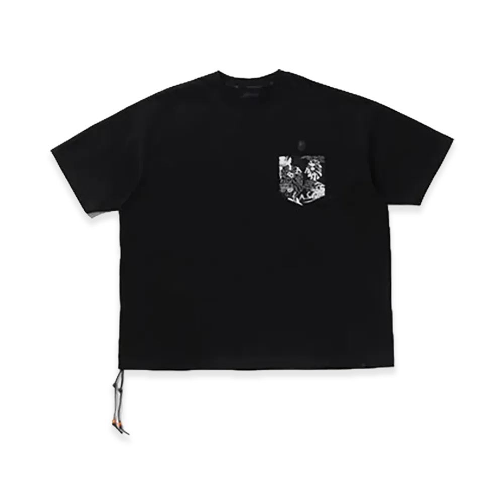 A BATHING APE Hawaiian Motif Patch Pocket Tee #1 "Black"