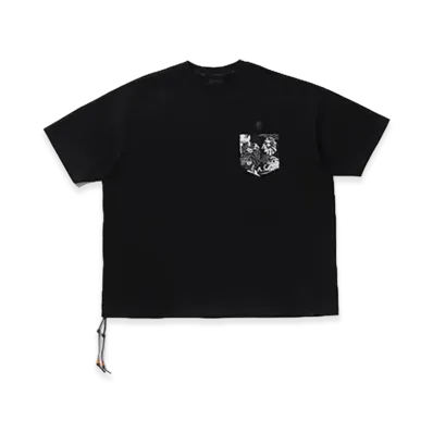 A BATHING APE Hawaiian Motif Patch Pocket Tee #1 "Black"