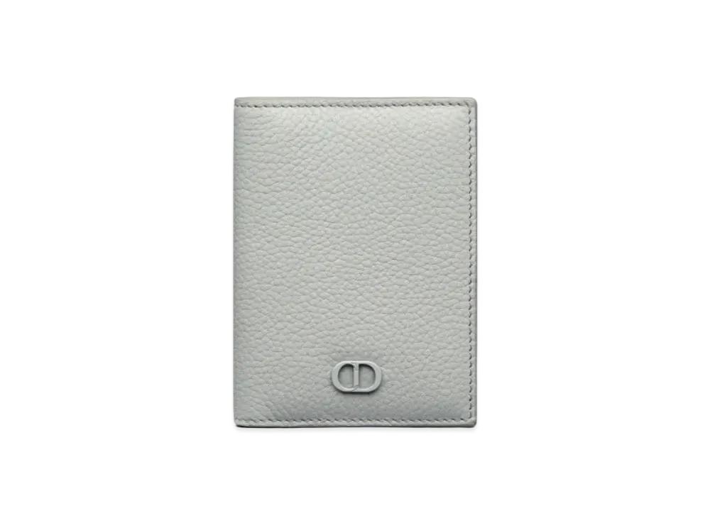 Dior Two-Fold Card Holder CD Icon Grained Calfskin "Gray"
