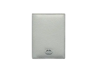 Dior Two-Fold Card Holder CD Icon Grained Calfskin "Gray"