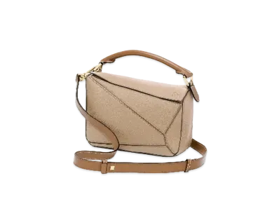 LOEWE Small Puzzle Bag In Soft Grained Calfskin "Sand / Mink Color"