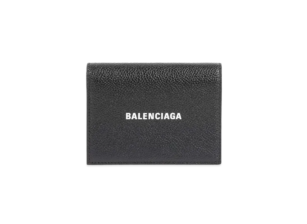 BALENCIAGA Cash Bifolded Card Holder Grained Calfskin "Black/White"