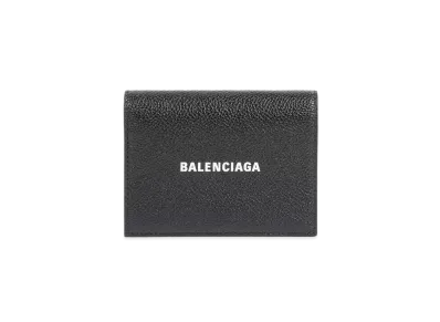 BALENCIAGA Cash Bifolded Card Holder Grained Calfskin "Black/White"