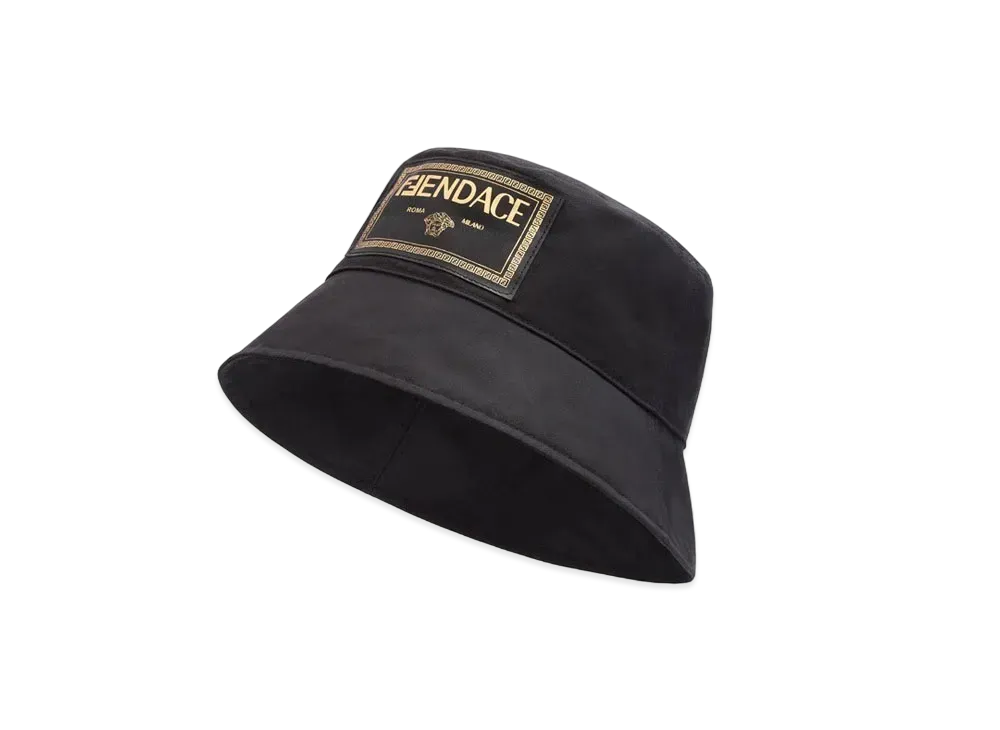 FENDI x Versace Fendace Black Canvas Logo Bucket Hat "Black"