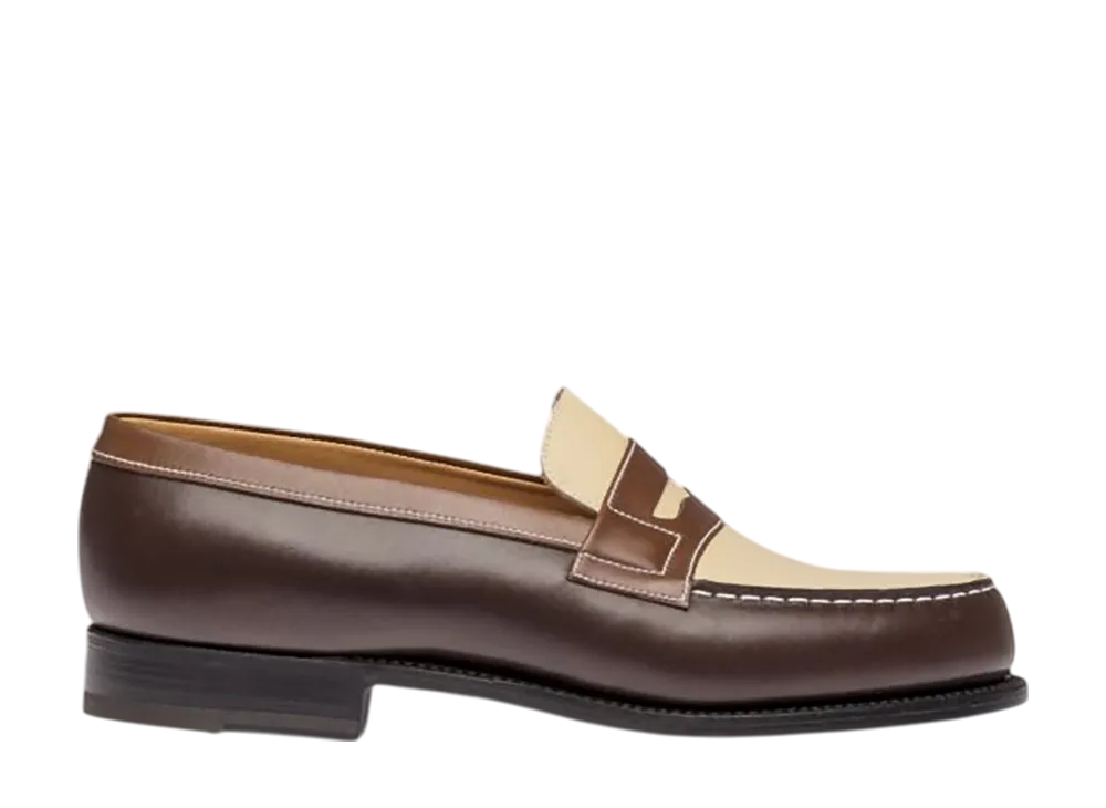 J.M.Weston Women's Signature Loafer #180 "Three-Shade Brown Box Calf"