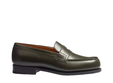 J.M.Weston Women's Signature Loafer #180 D Box Calf "Hunter Green" 12821841801F Single Leather Sole