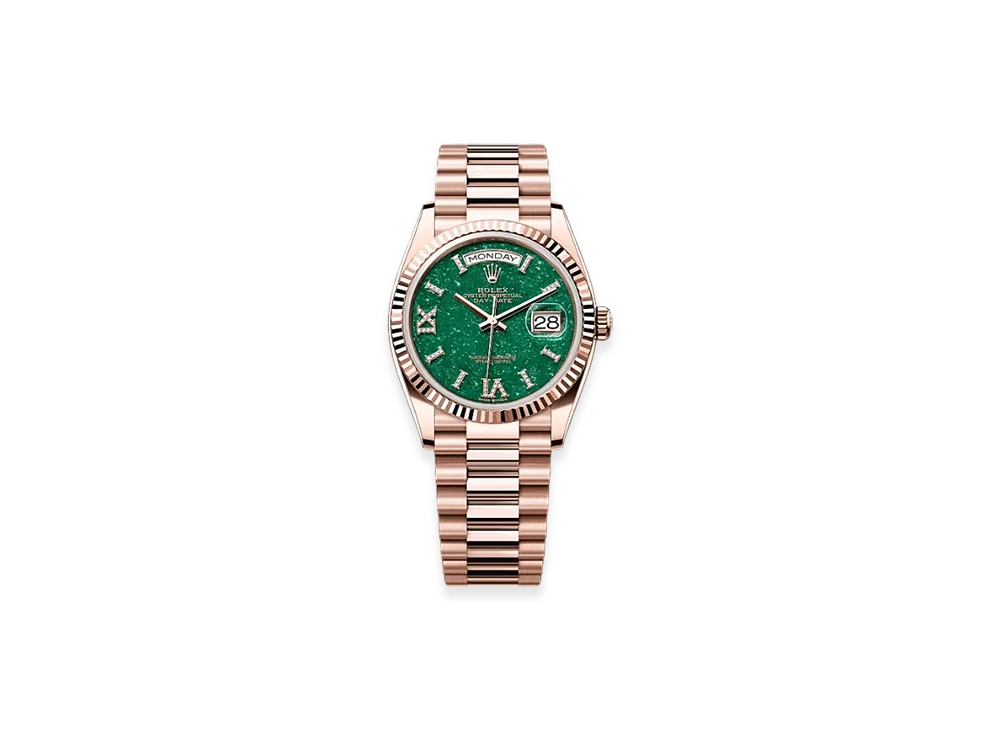 ROLEX Day-Date 36mm Everose Gold 128235 "Green Aventurine"