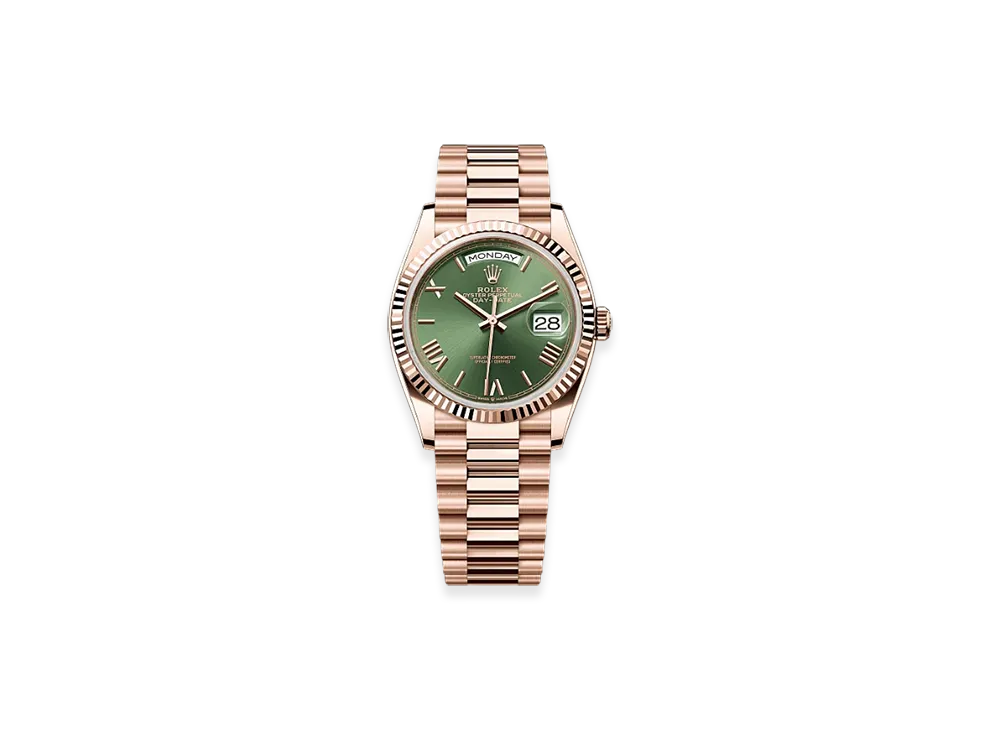ROLEX Day-Date 36mm Everose Gold 128235 "Olive Green"