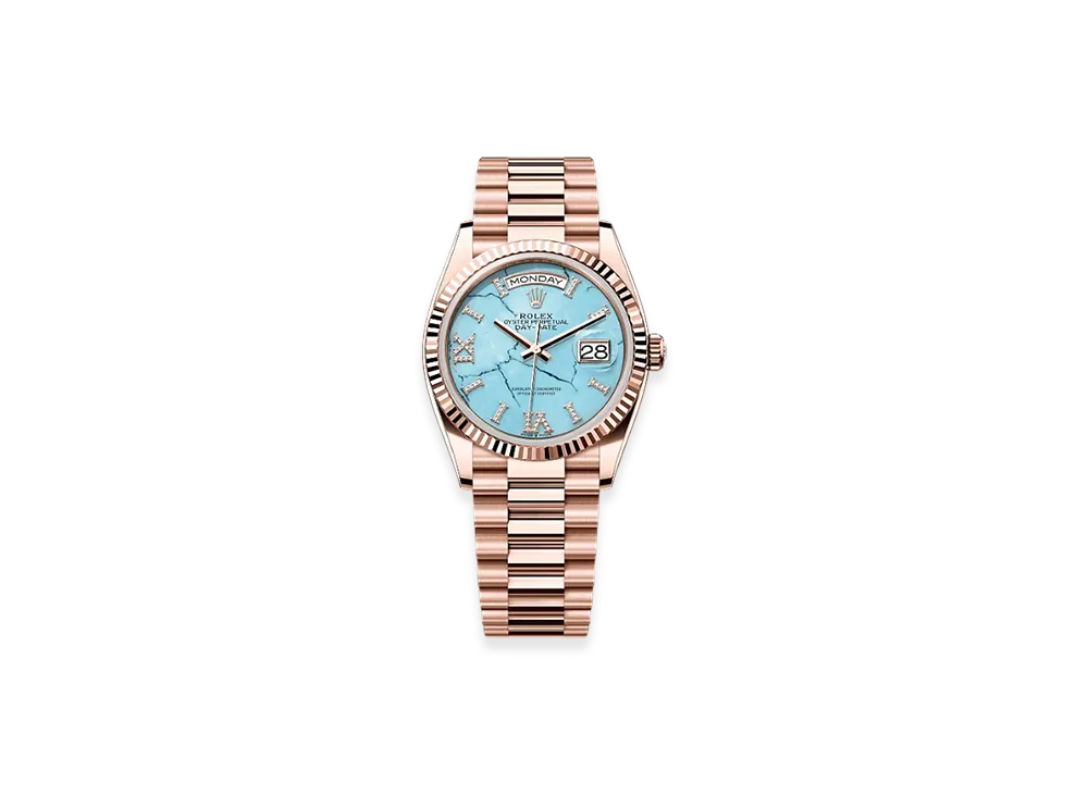 ROLEX Day-Date 36mm Everose Gold 128235 "Turquoise"
