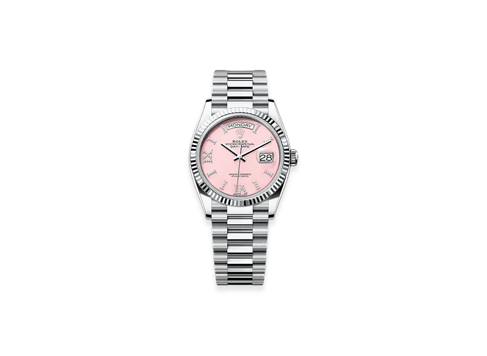ROLEX Day-Date 36mm Platinum 128236 "Pink Opal"
