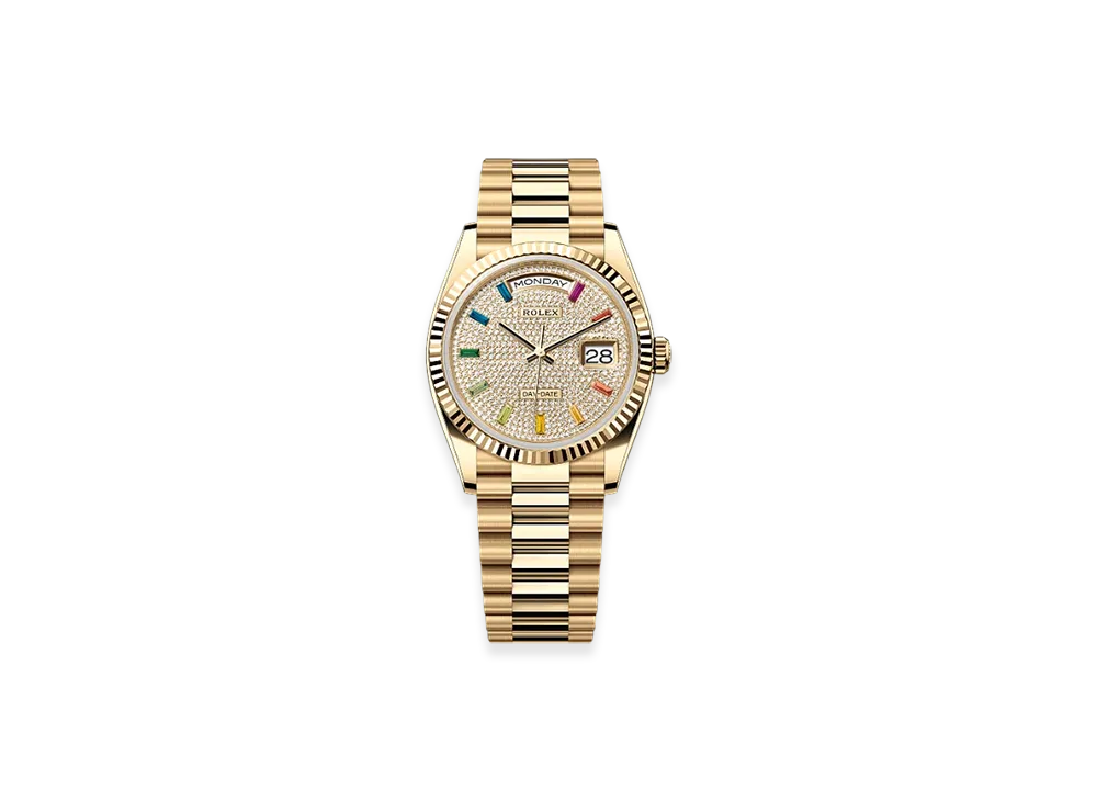ROLEX Day-Date 36mm Yellow Gold 128238 "Pave diamonds"