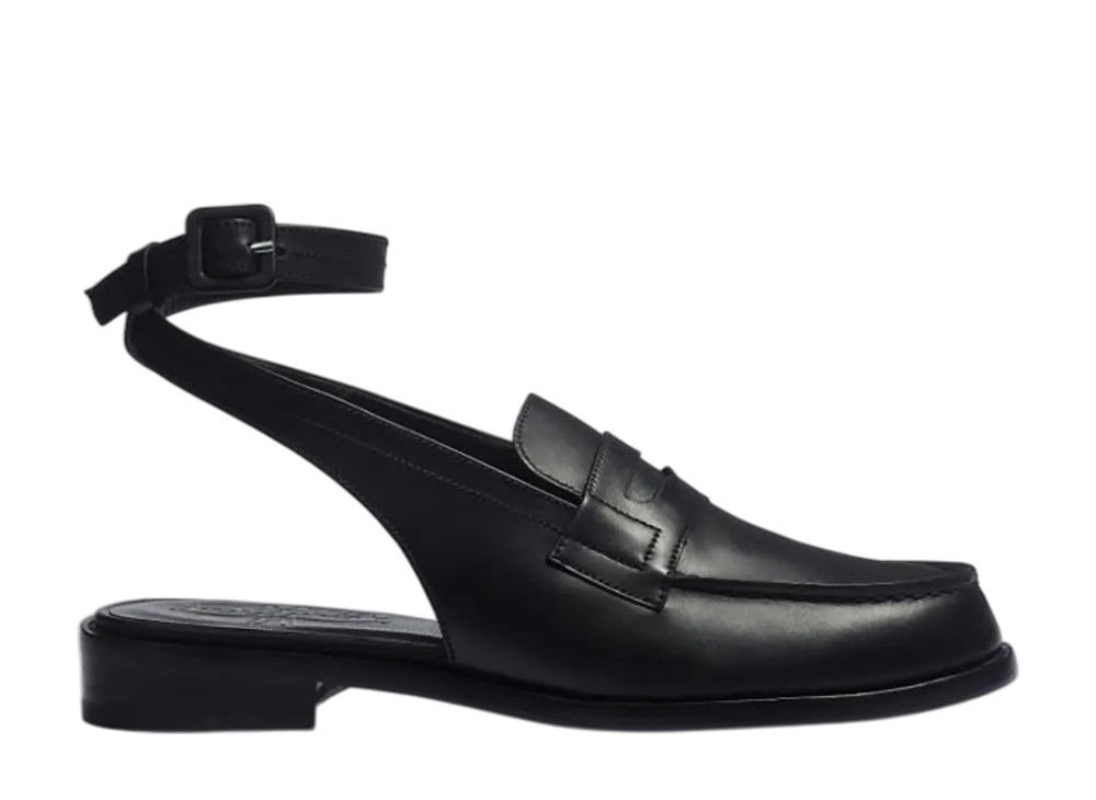 J.M.Weston Women's Would Love Loafer Sandal #034 "Black Smooth Calf"