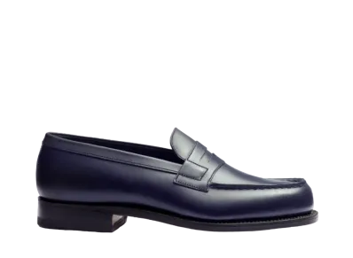 J.M.Weston Women's Signature Loafer #180 D Box Calf "Blue Essential" 1282FFG1801F Single Leather Sole