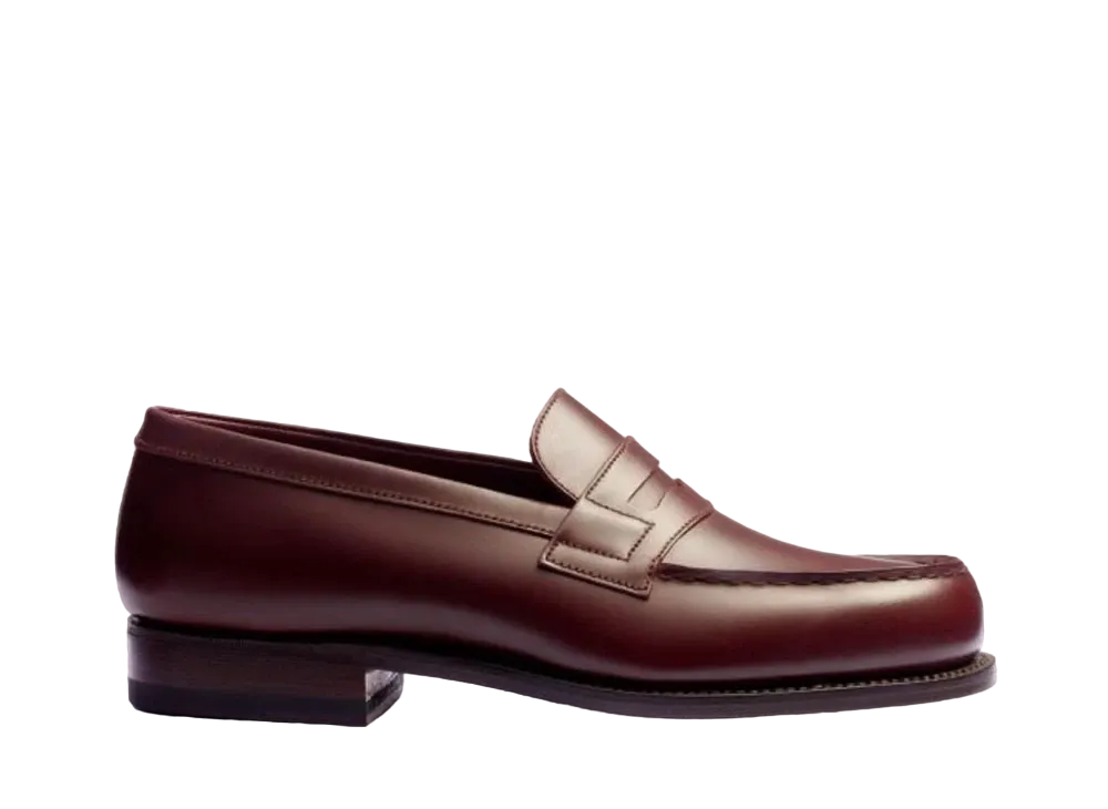 J.M.Weston Women's Signature Loafer #180 D Box Calf "Burgundy" 1282FHN1801F Single Leather Sole