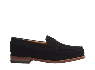 J.M.Weston Women's Signature Loafer #180 D Suede Goatskin "Black" 1282FOD1807A Single Leather Sole
