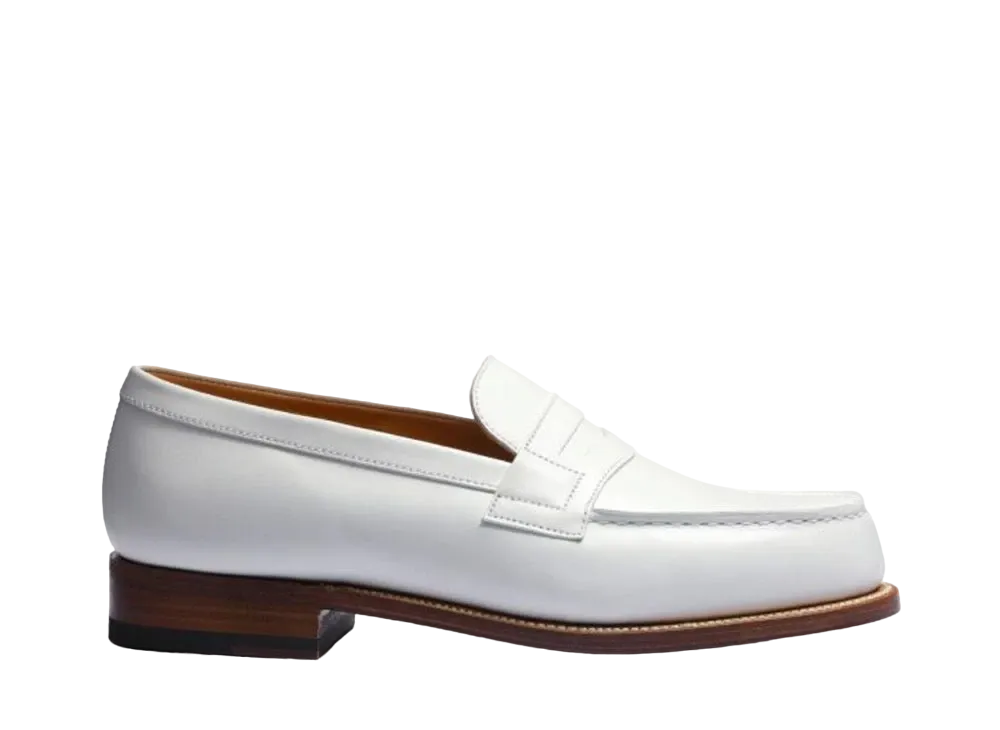 J.M.Weston Women's Signature Loafer #180 D "White" 1282FRK1801F Single Leather Sole