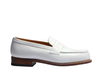 J.M.Weston Women's Signature Loafer #180 D "White" 1282FRK1801F Single Leather Sole