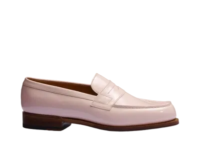 J.M.Weston Women's Signature Loafer #180 D Patent Calf "Powder Pink" 1282GAI1807B Single Leather Sole
