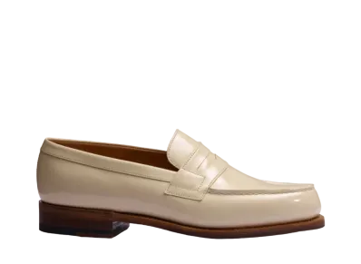J.M.Weston Women's Signature Loafer #180 D Patent Calf "Nude" 1282GAM1807B Single Leather Sole