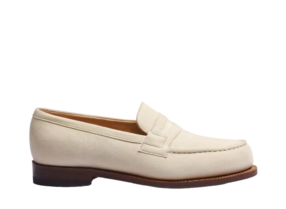 J.M.Weston WMNS Signature Loafer #180 D Goat Suede "Beige" 1282GFW1807A Single Leather Sole